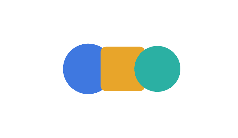 Three overlapping shapes, a circle, a rounded square and a circle, merging into one combined silhouette.