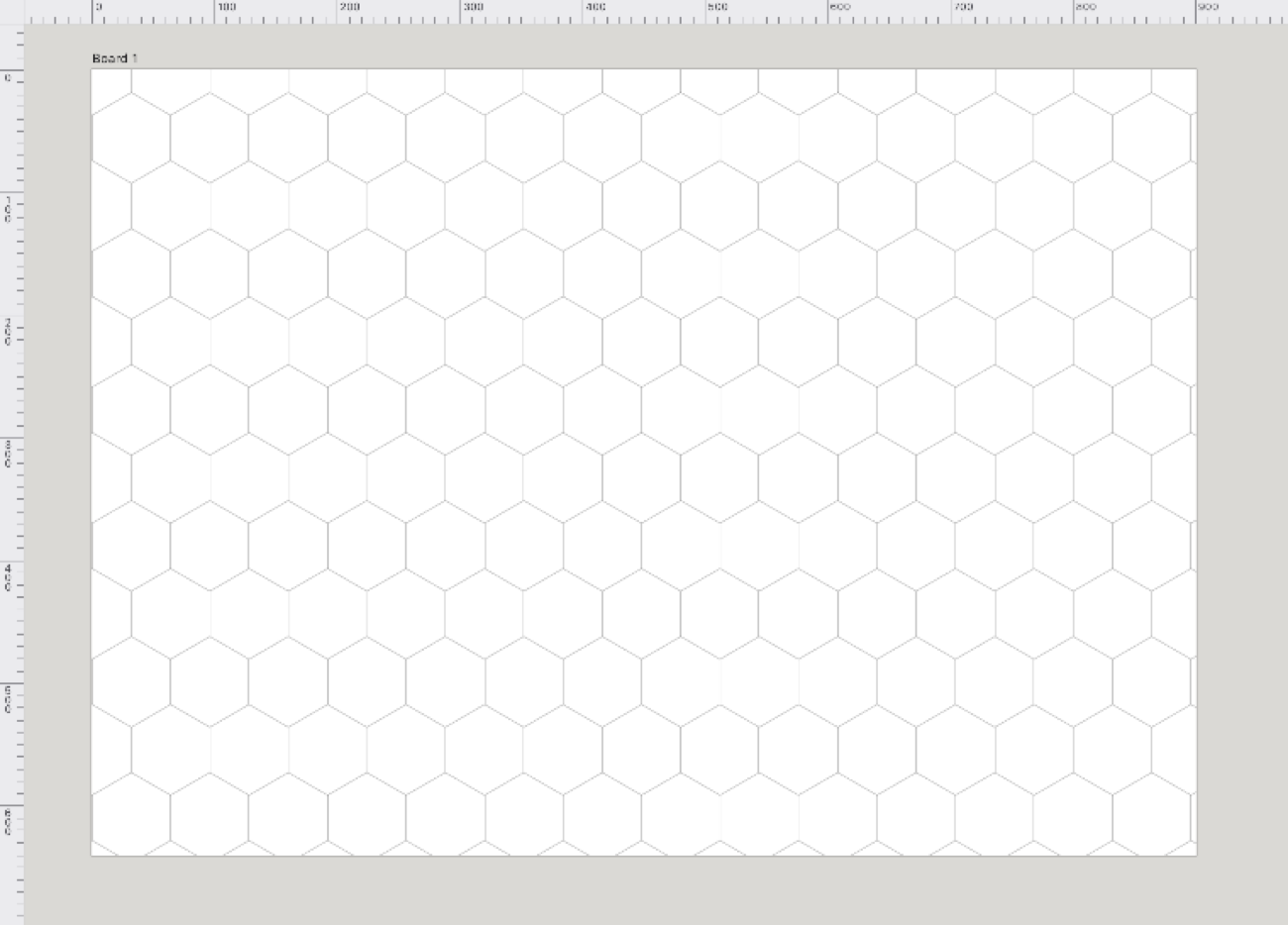 A honeycomb grid of hexagons on a board in Scissor.