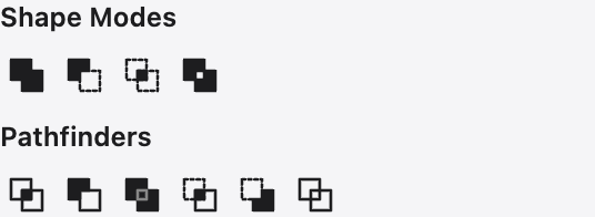 The Combine Shapes panel with shape-mode and pathfinder buttons.